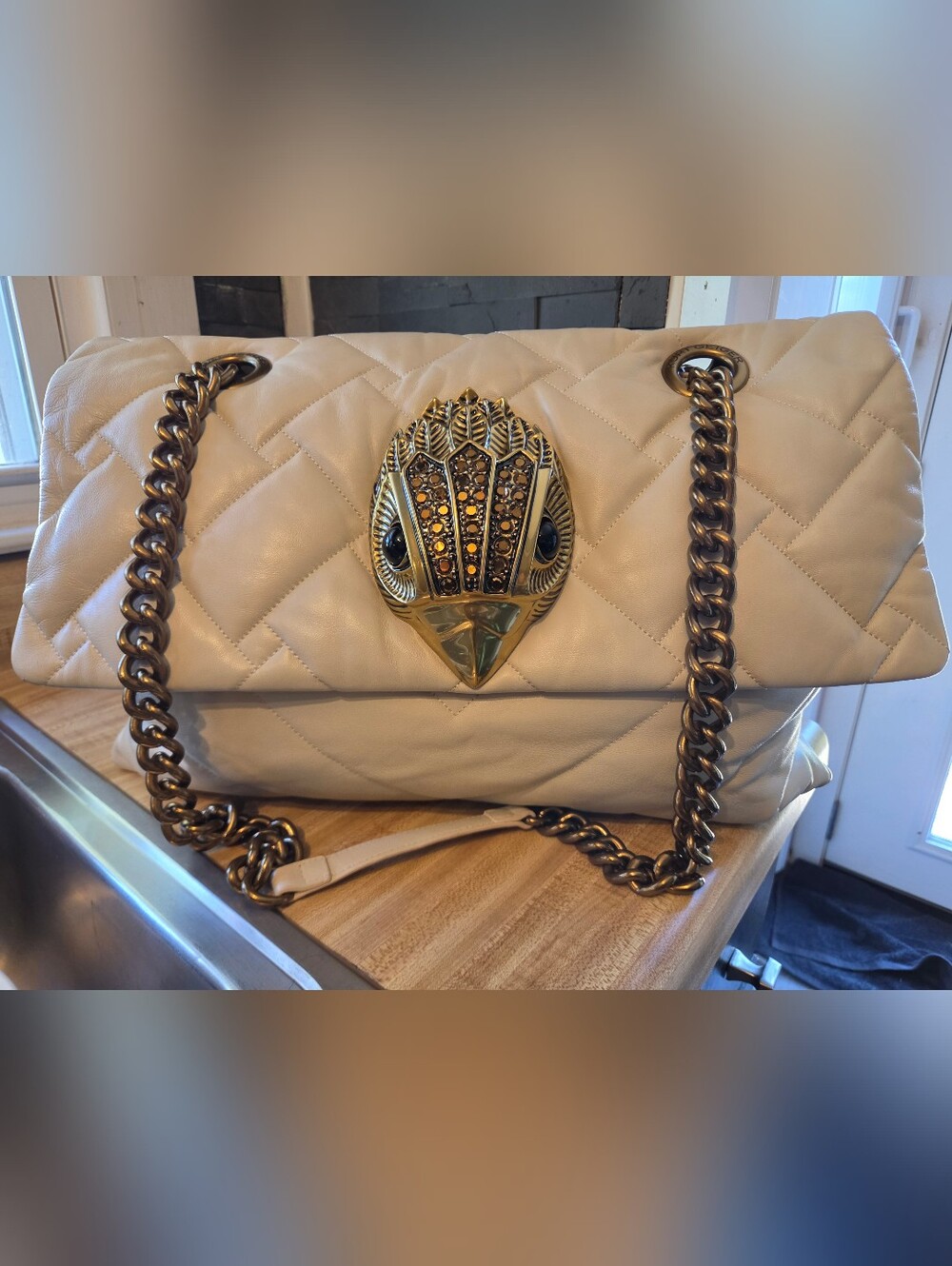 Kurt Geiger NWT Creme Quilted Macro Kensington GORGEOUS - Picture 3 of 11